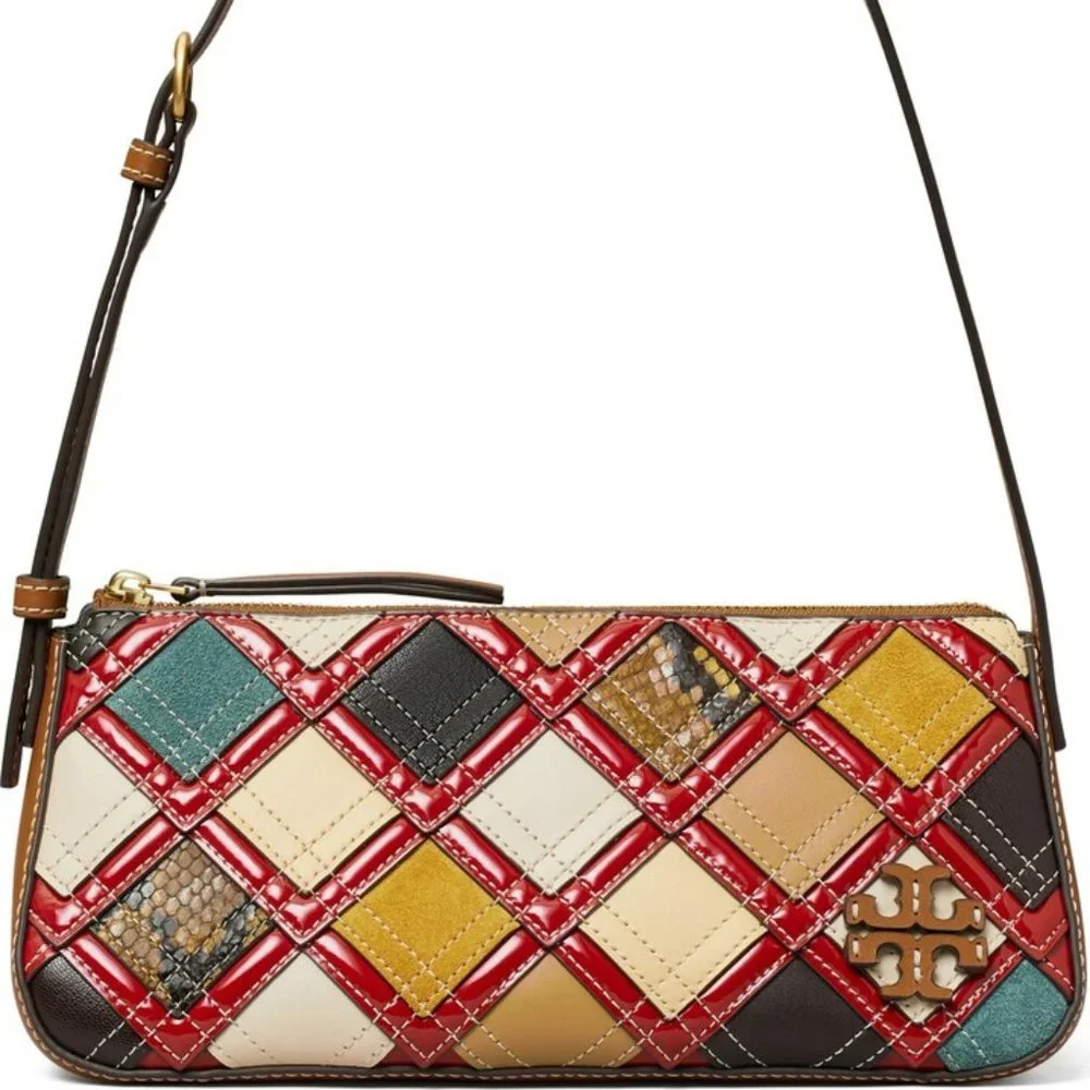Tory Burch $558 137250 McGraw Patchwork Wedge Shoulder Bag NWT! - Picture 1 of 3